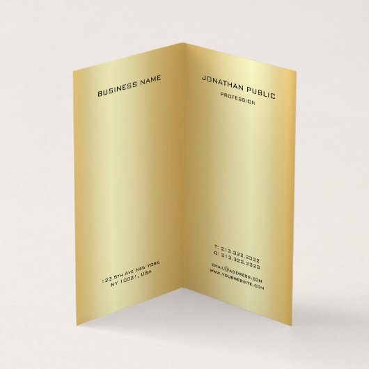 エレガントモダンモノグラムのフェイク金ゴールドプロフェッショナル 名刺 (内部)