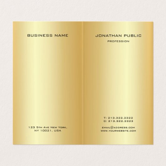 エレガントモダンモノグラムのフェイク金ゴールドプロフェッショナル 名刺 (内部フラット)