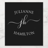 エレガントモダンモノグラムの ワインラベル (シングルラベル)