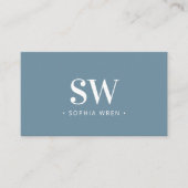 エレガントモダンモノグラムミニマルダスティブルー 名刺 (正面)