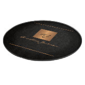 エレガントモダンモノグラム名ユニーク黒金ゴールド カッティングボード (角)