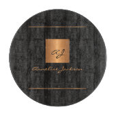 エレガントモダンモノグラム名ユニーク黒金ゴールド カッティングボード (正面)