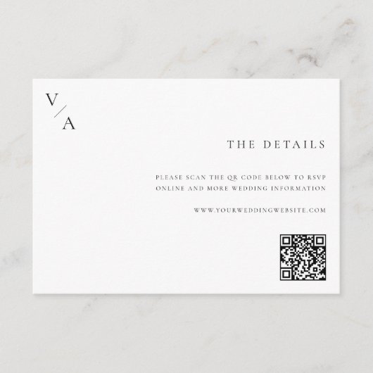 エレガントモダンモノグラム白黒結婚ズ エンクロージャーカード (正面)