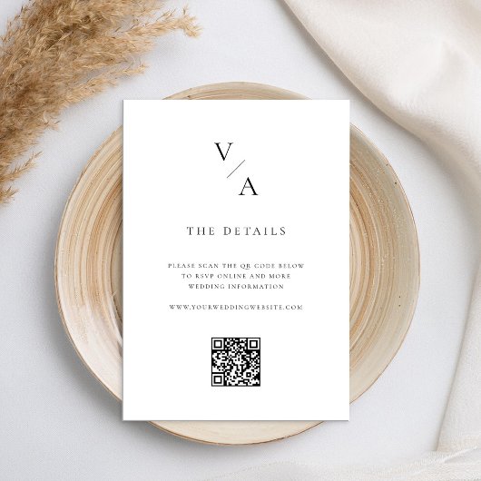 エレガントモダンモノグラム白黒結婚ズ エンクロージャーカード