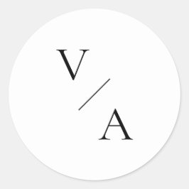 エレガントモダンモノグラム白黒結婚ズ ラウンドシール