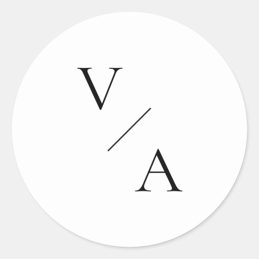 エレガントモダンモノグラム白黒結婚ズ ラウンドシール (正面)