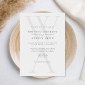 エレガントモダンモノグラム白黒結婚ズ 招待状