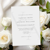 エレガントモダンモノグラム白黒結婚ズ 招待状