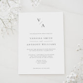 エレガントモダンモノグラム白黒結婚ズ 招待状