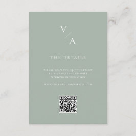 エレガントモダンモノグラム結婚セージ エンクロージャーカード