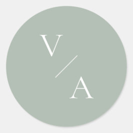 エレガントモダンモノグラム結婚セージ ラウンドシール