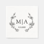 エレガントモダンモノグラム結婚植物薬 スタンダードカクテルナプキン (正面)