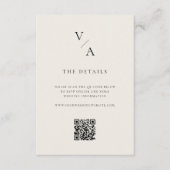 エレガントモダンモノグラム黒とアイボリー結婚ズ エンクロージャーカード (正面)