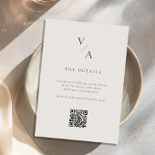 エレガントモダンモノグラム黒とアイボリー結婚ズ エンクロージャーカード