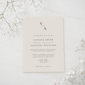 エレガントモダンモノグラム黒とアイボリー結婚ズ 招待状