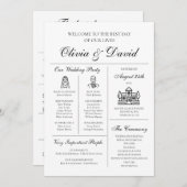 エレガントモダンユニークインフォグラフィック結婚式 プログラム (正面/裏面)