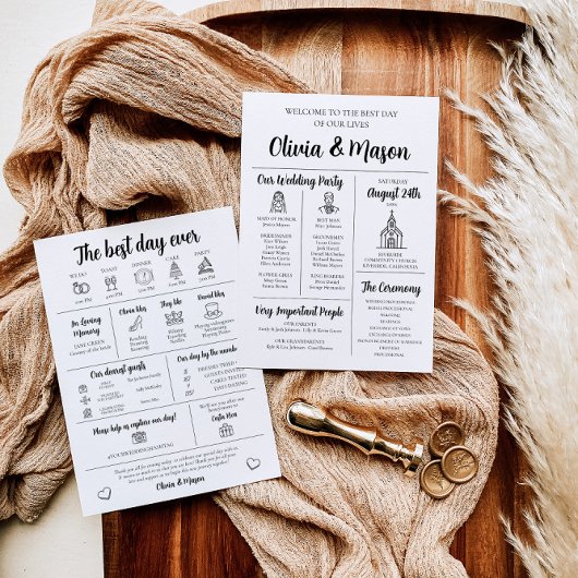 エレガントモダンユニークインフォグラフィック結婚式 プログラム