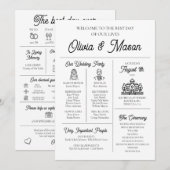 エレガントモダンユニークインフォグラフィック結婚式 プログラム (正面/裏面)