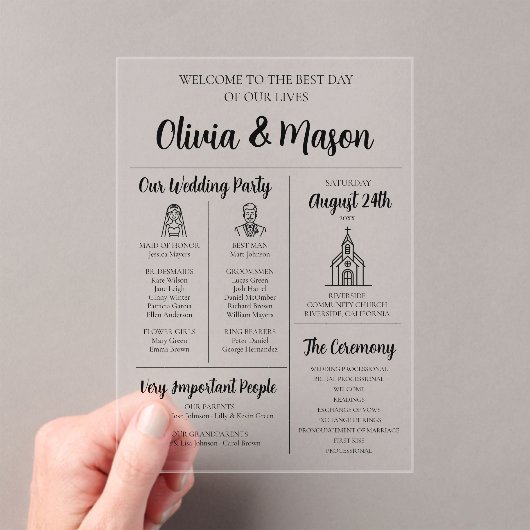 エレガントモダンユニークインフォグラフィック結婚式 プログラム (インサイチュ (ポータブル))