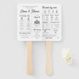 エレガントモダンユニークインフォグラフィック結婚式 プログラム ハンドファン