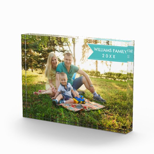 エレガントモダンユニークパーソナライズされた家族の写真 フォトブロック (右)