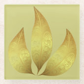 エレガントモダンユニーク金離れ飾 ガラスコースター (正面)