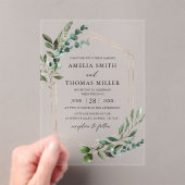 エレガントモダンユーカリ金ゴールド結婚ズ アクリル招待状 (インサイチュ (ポータブル))