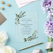 エレガントモダンユーカリ金ゴールド結婚ズ アクリル招待状 (インサイチュ (ウェディング))