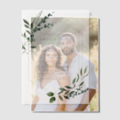 エレガントモダンユーカリ金ゴールド結婚ズ ベラム紙招待状 (オフセット (カップル))