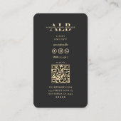 エレガントモダンラグジュアリースクリプトモノグラムブラック 名刺 (裏面)