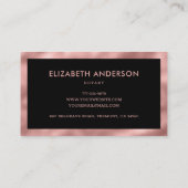 エレガントモダンラグジュアリーブラックとバラ金ゴールド 名刺 (裏面)