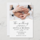 エレガントモダンリングや輪新郎新婦結婚の 招待状 (正面)