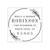 エレガントモダンリースたった今結婚しました差出人住所 ラバースタンプ (インプリント)