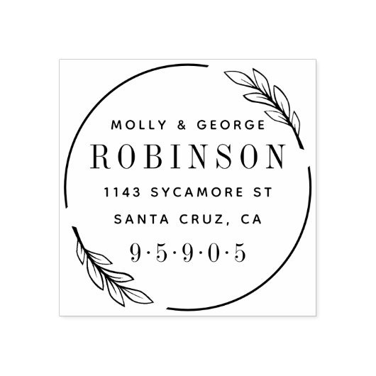 エレガントモダンリースたった今結婚しました差出人住所 ラバースタンプ (インプリント)