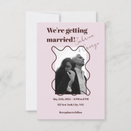 エレガントモダンレトロ写真QRコード結婚 招待状