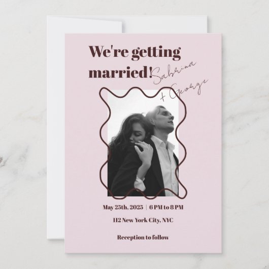 エレガントモダンレトロ結婚写真 招待状 (正面)