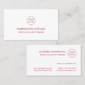 エレガントモダンロゴのミニマル。レッド 名刺 (正面/裏面)