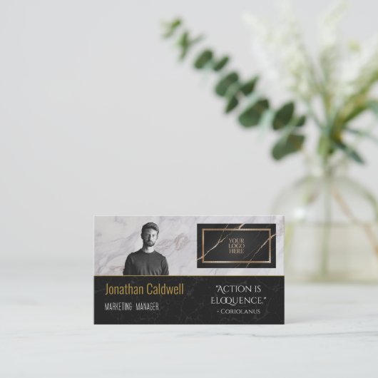 エレガントモダンロゴはこちらQRコード引用文 名刺 (スタンド正面)