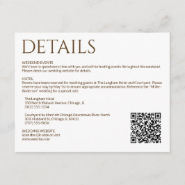 エレガントモダンワイルドフラワーホワイト&ブロンズ結婚ズ エンクロージャーカード