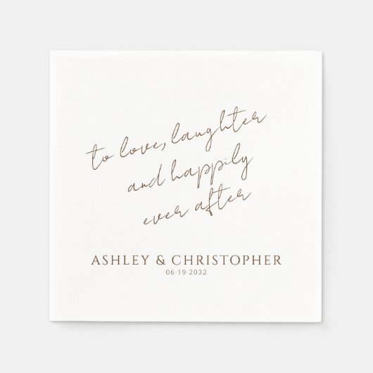 エレガントモダンワイルドフラワーホワイト&ブロンズ結婚ズ スタンダードカクテルナプキン (正面)