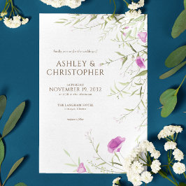 エレガントモダンワイルドフラワーホワイト&ブロンズ結婚ズ 招待状