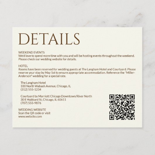 エレガントモダンワイルドフラワー結婚オフホワイト エンクロージャーカード (正面)