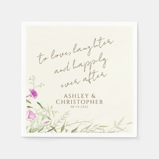エレガントモダンワイルドフラワー結婚オフホワイト スタンダードカクテルナプキン (正面)