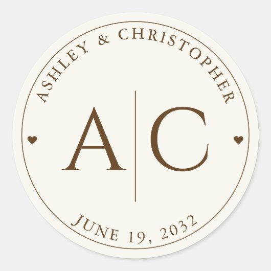 エレガントモダンワイルドフラワー結婚オフホワイト ラウンドシール (正面)