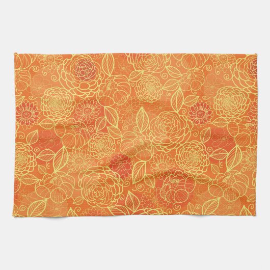 エレガントモダンヴィンテージトレンディーフローラ キッチンタオル (横)