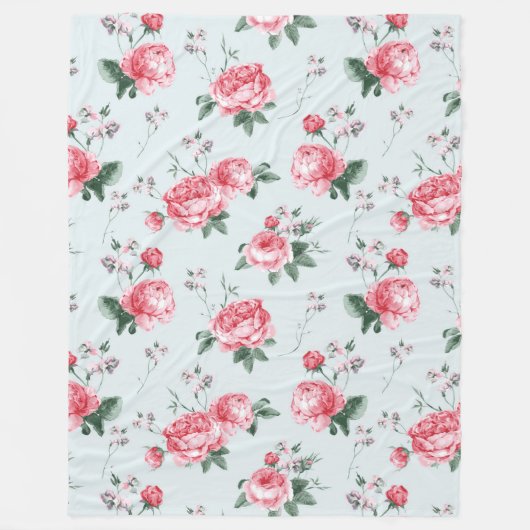 エレガントモダンヴィンテージトレンディーフローラ フリースブランケット (正面)