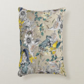 エレガントモダンヴィンテージ金ゴールドグレー黄フローラ アクセントクッション (正面(垂直))