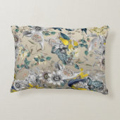 エレガントモダンヴィンテージ金ゴールドグレー黄フローラ アクセントクッション (裏面)