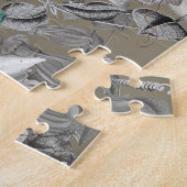 エレガントモダンヴィンテージ金ゴールドグレー黄フローラ ジグソーパズル (側面)