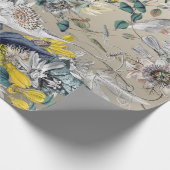 エレガントモダンヴィンテージ金ゴールドグレー黄フローラ ラッピングペーパー (角)